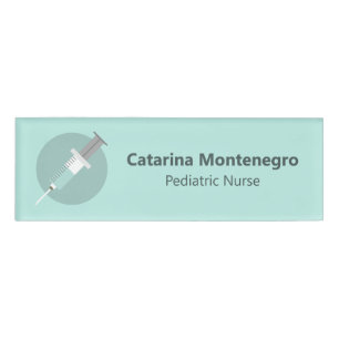 Etiqueta De Nombre Jeringuilla decorativa personalizada enfermera