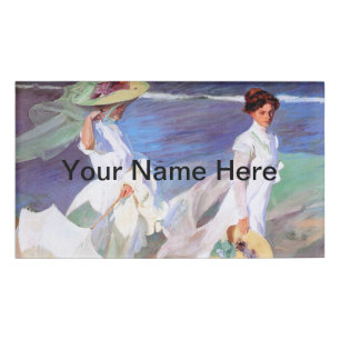 Etiqueta De Nombre Joaquin Sorolla Women Walking Beach