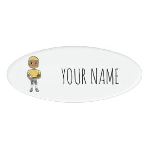 Etiqueta De Nombre jugador de fútbol retro vintage negro amarillo sim