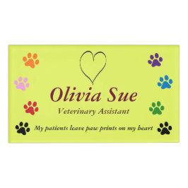 Etiqueta De Nombre La pata auxiliar veterinaria imprime en mi corazón