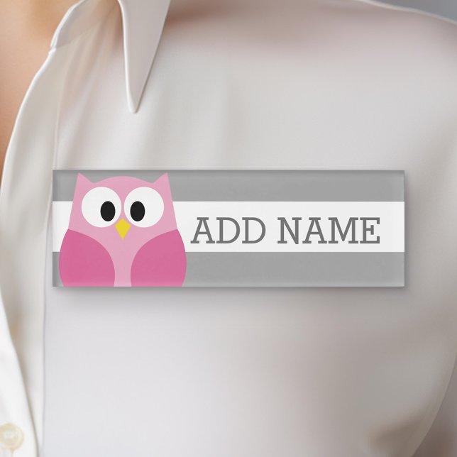 Etiqueta De Nombre Lechuza Personalizado pequeña - Nombre personaliza (Custom Name Tag)