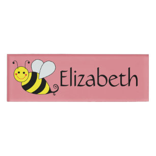 Etiqueta De Nombre Lindo manosee el rosa personalizado abeja