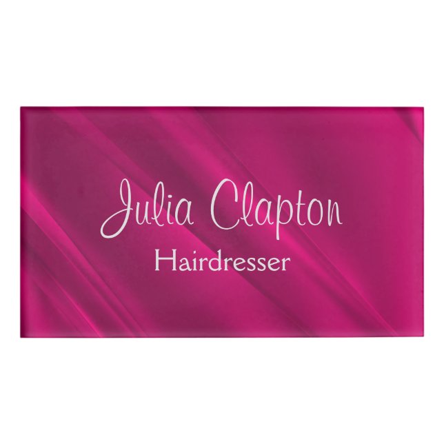 Etiqueta De Nombre Líneas diagonales de gradiente rosado (Anverso)