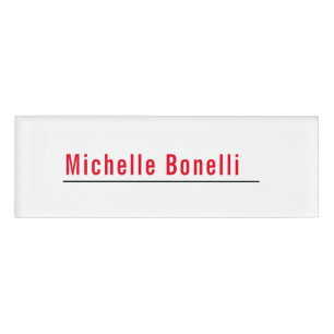Etiqueta De Nombre Llanura profesional Minimalista simple blanca mode