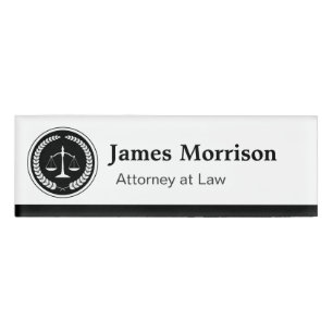 Etiqueta De Nombre Logo de Escala de Justicia de Abogados