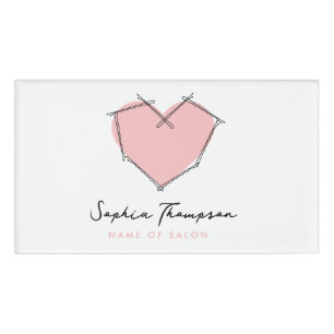 Etiqueta De Nombre Logotipo de Bobby Pins Hair Stylist Pink Business