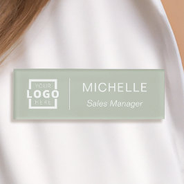 Etiqueta De Nombre Logotipo de personalizado Sage Green Empleado