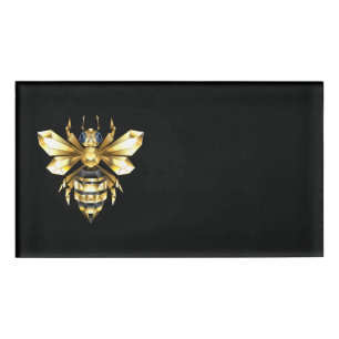 Etiqueta De Nombre Logotipo de Relieve metalizado dorado falso poligo