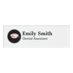 Etiqueta De Nombre Logotipo Dentist Tooth