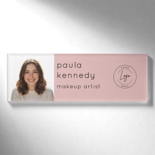 Etiqueta De Nombre Logotipo moderno de foto de maquillaje rosa rubor