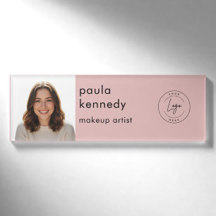 Etiqueta De Nombre Logotipo moderno de foto de maquillaje rosa sonros