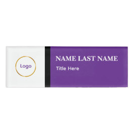 Etiqueta De Nombre Logotipo personalizado elegante imán azul polvorie