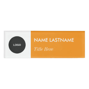 Etiqueta De Nombre Logotipo personalizado Elegante Naranja de la Mari