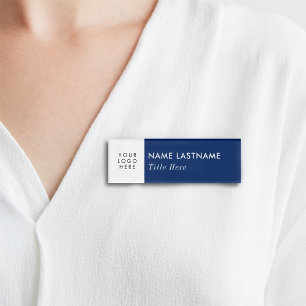 Etiqueta De Nombre Logotipo personalizado Elegante Navy azul imán bla