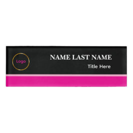 Etiqueta De Nombre Logotipo personalizado elegante rosa, negro y blan