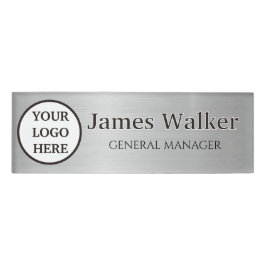 Etiqueta De Nombre Logotipo personalizado Empleado gris y negro Tende