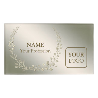 Etiqueta De Nombre Logotipo personalizado Hojas doradas florales Wrea
