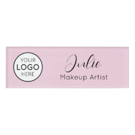 Etiqueta De Nombre Logotipo rosa, nombre y título