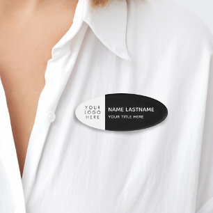 Etiqueta De Nombre Logotipo Título de imán negro Minimalista moderno