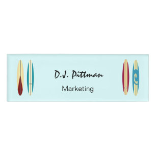 Etiqueta De Nombre Longboard de vintage
