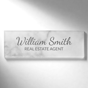 Etiqueta De Nombre Marble blanco profesional moderno personalizado