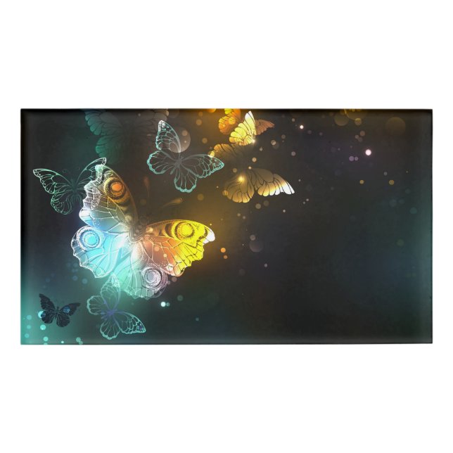 Etiqueta De Nombre Mariposa luminosa y mariposas nocturnas (Anverso)
