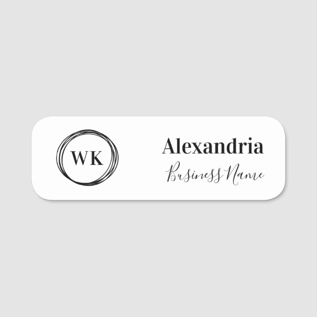 Etiqueta de nombre mínimo de empleado de monograma (Anverso)