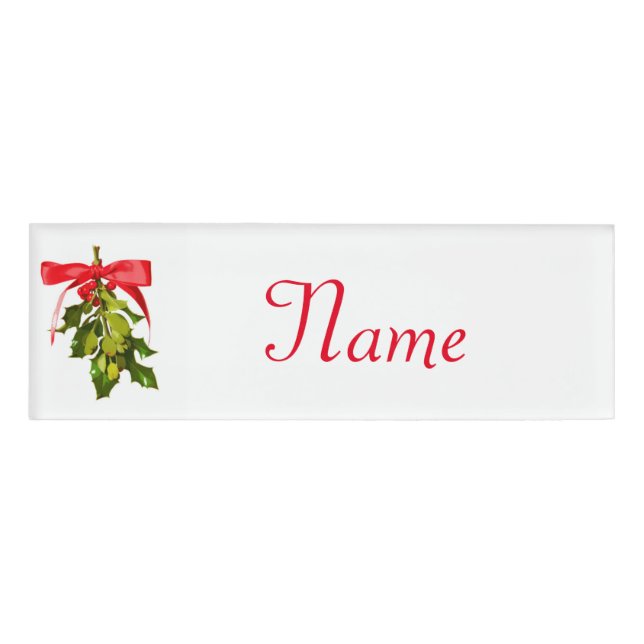 Etiqueta De Nombre mistletoe de vacaciones (Anverso)