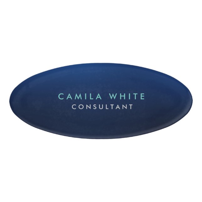 Etiqueta De Nombre Moda Noche Azul Elegante Profesional (Anverso)