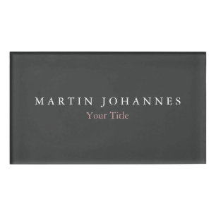 Etiqueta De Nombre Moderna Llanura Minimalista Elegante Gris