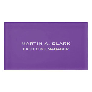 Etiqueta De Nombre Moderna Llanura Minimalista Elegante Púrpura Real