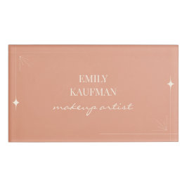 Etiqueta De Nombre Moderna Terracota Gradiente Maquillaje Artista Neg