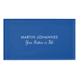 Etiqueta De Nombre Moderna y elegante llanura estilo Azul Minimalista