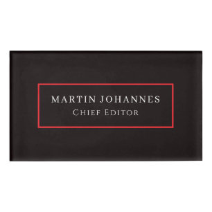 Etiqueta De Nombre Moderno Elegante Plano Negro Minimalista