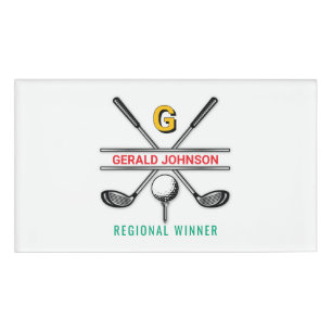 Etiqueta De Nombre Monograma de golf personalizado elegante