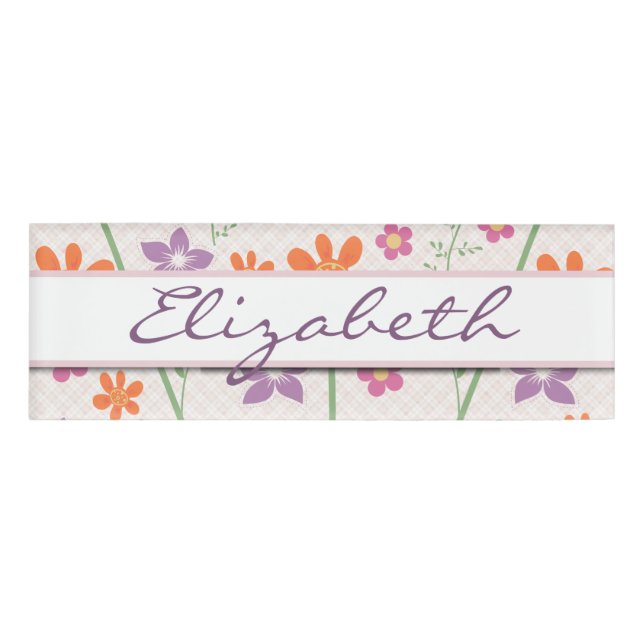 Etiqueta De Nombre Monograma elegante del diseño del estampado de (Anverso)