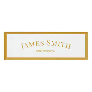 Etiqueta De Nombre Mostaza Amarillo Chic Minimalista Profesional
