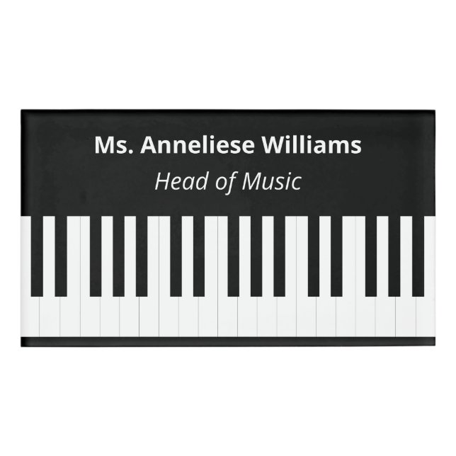 Etiqueta De Nombre Músico de música de teclado de Piano Keys personal (Anverso)