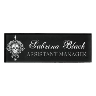 Etiqueta De Nombre Nametag elegante del personalizado del cráneo del