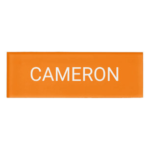 Etiqueta De Nombre Naranja Acrílico Nametag Insignia Profesional Magn
