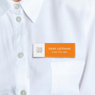 Etiqueta De Nombre Naranja del logotipo Título del imán Minimalista m