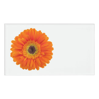 Etiqueta De Nombre Naranja Gerbera Daisy