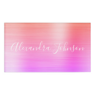 Etiqueta De Nombre Naranja Relieve metalizado púrpura Negocio moderno