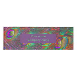 Etiqueta De Nombre Navidades Tinsel Peacock Feathers