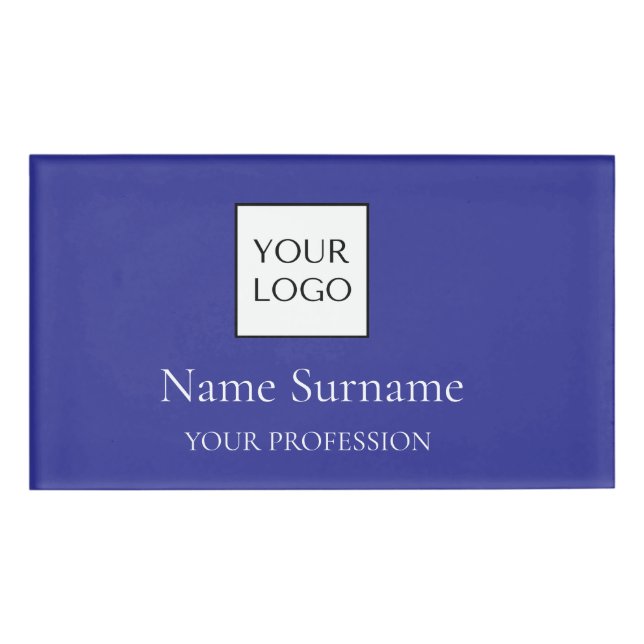 Etiqueta De Nombre Navy Blue Logo Promotional  (Anverso)