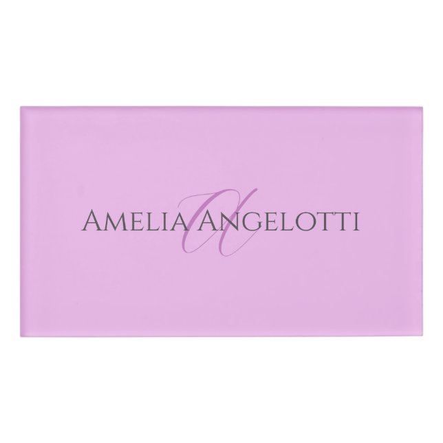 Etiqueta De Nombre Nombre Monograma Letra inicial Orquídea & Lilac (Anverso)