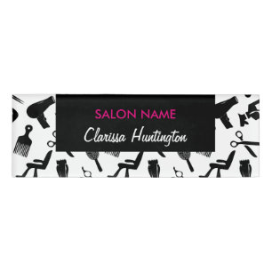 Etiqueta De Nombre Nombre personalizado del patrón de estilo del pelo