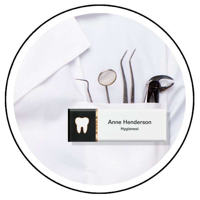 Etiqueta De Nombre Oficina de Dentista Clásica Higienista (Subido por el creador)