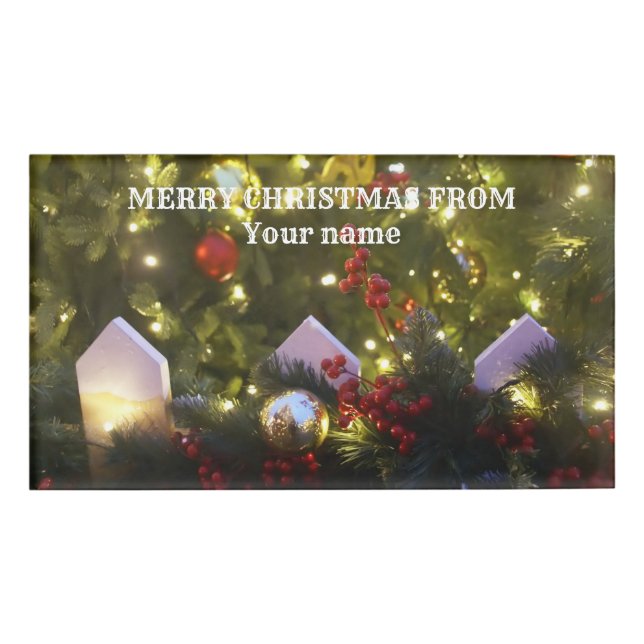 Etiqueta De Nombre Ornamentos de árboles de Navidad (Anverso)