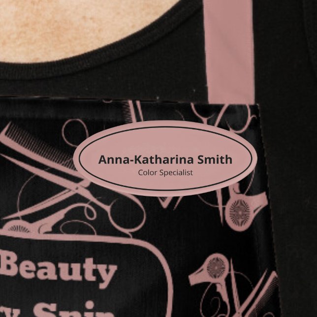 Etiqueta De Nombre Óvalo de la experiencia profesional mínima en rosa (Minimal Professional Soft Pink Expertise Oval Name Tag)